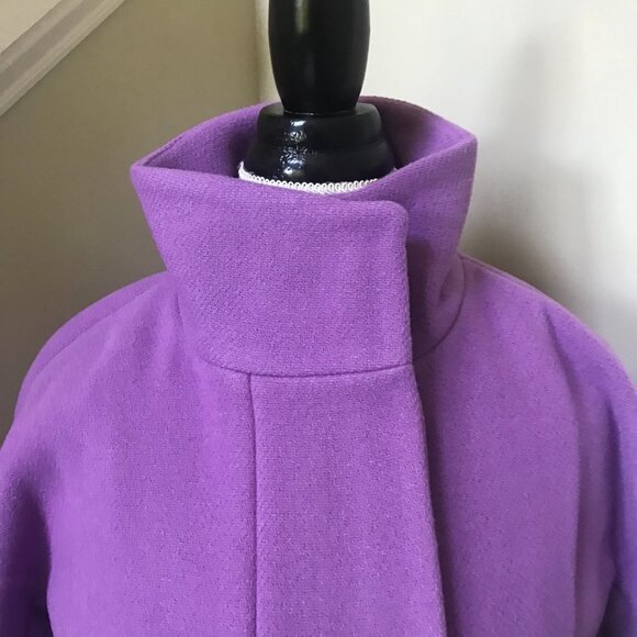 NWT JCREW NEW Cocoon Coat Jacket Womens 0 Purple Italian Stadium Cloth Wool NEW - Picture 5 of 12